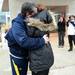 William Collins hugs his new fiancee Beth Ryan after she accepted his proposal on Thursday, Feb. 14. The pair meet years before in middle school and reconnected on Facebook about two years ago.  Melanie Maxwell I AnnArbor.com